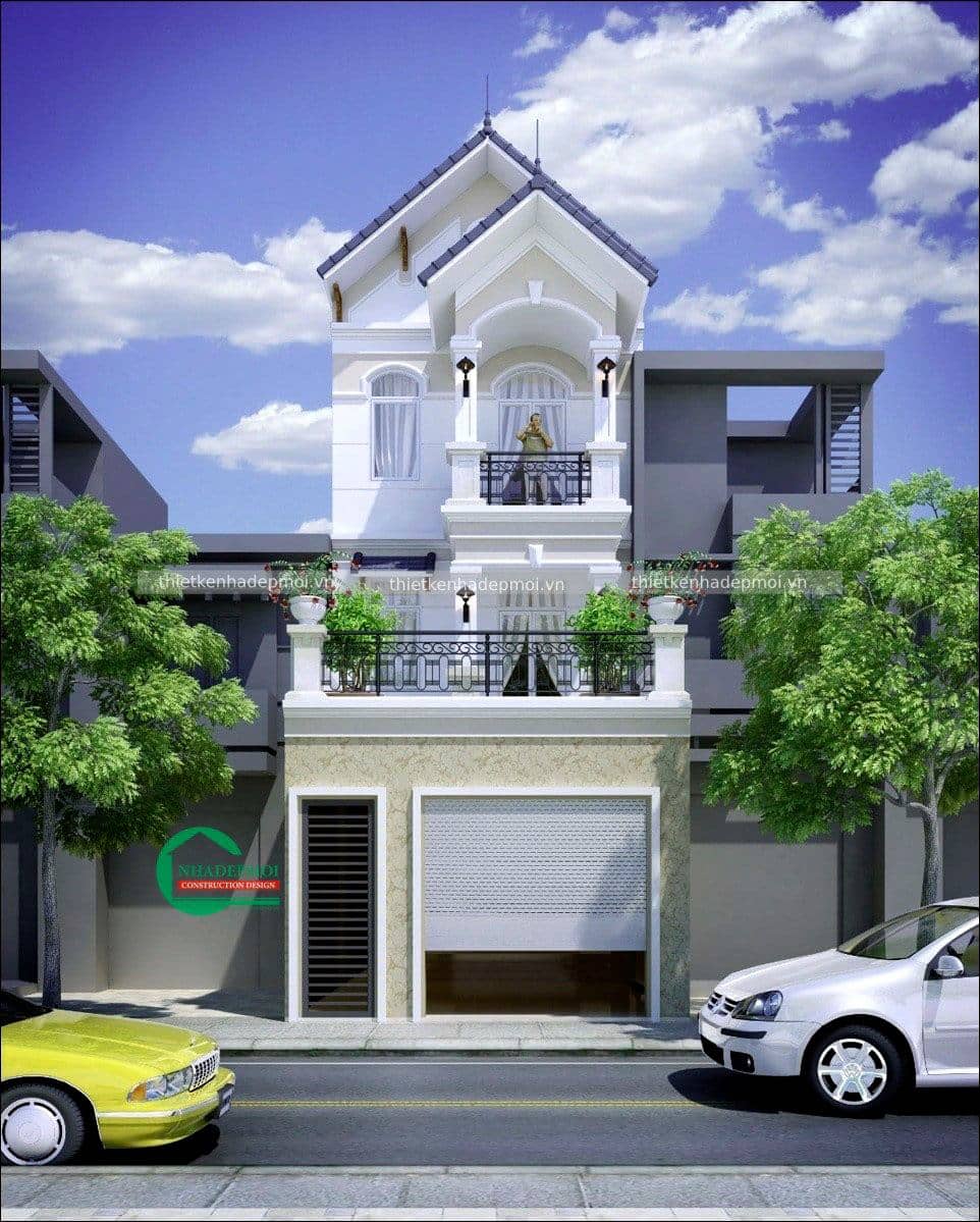 Mẫu nhà phố mái Thái 3 tầng 5×20 5m bán cổ điển