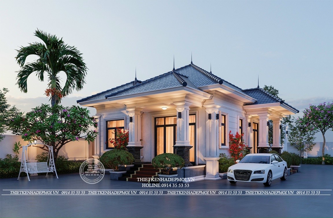Mẫu nhà phố tân cổ điển 1 tầng