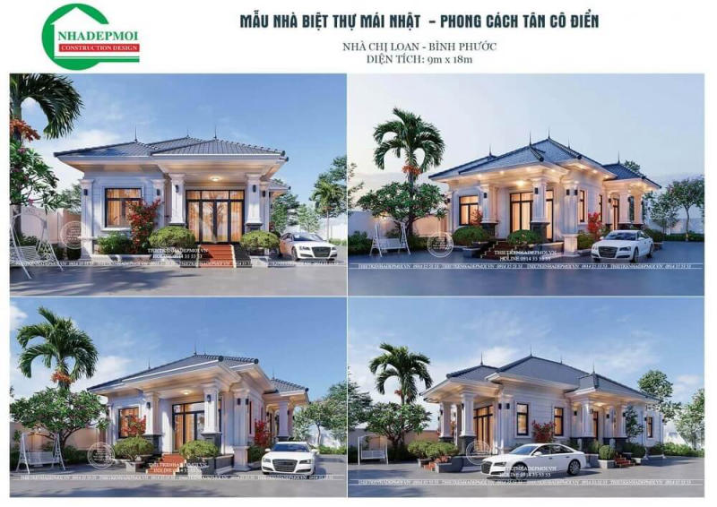 Mẫu thiết kế biệt thự vườn 1 tầng mái thái