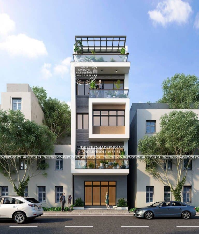 Thiết kế mẫu nhà phố 5 tầng đẹp mắt