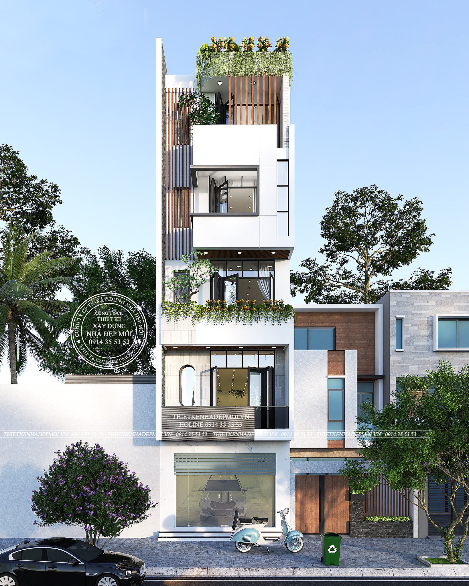 mẫu nhà phố hiện đại 4 tầng