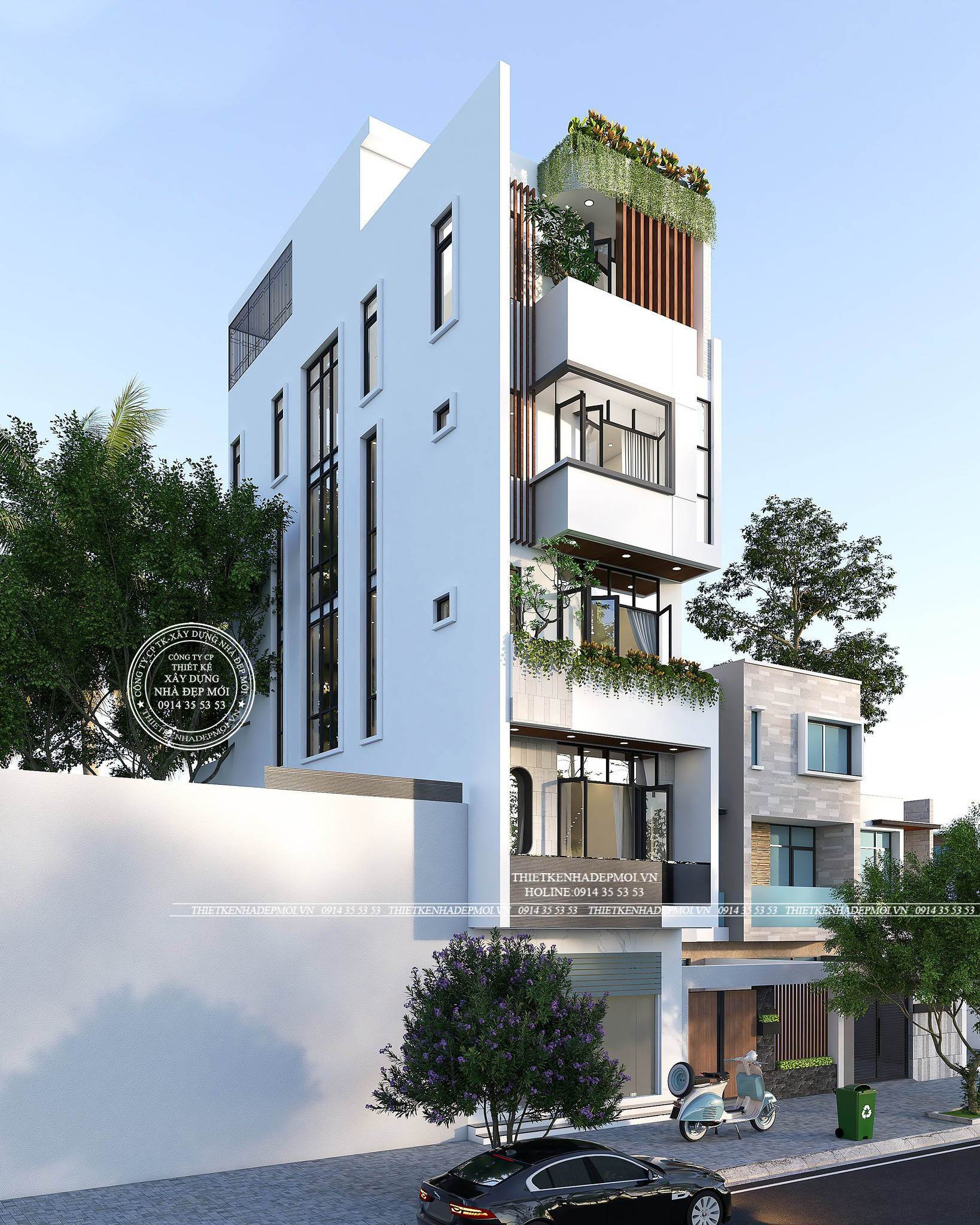 mẫu nhà phố hiện đại 4 tầng