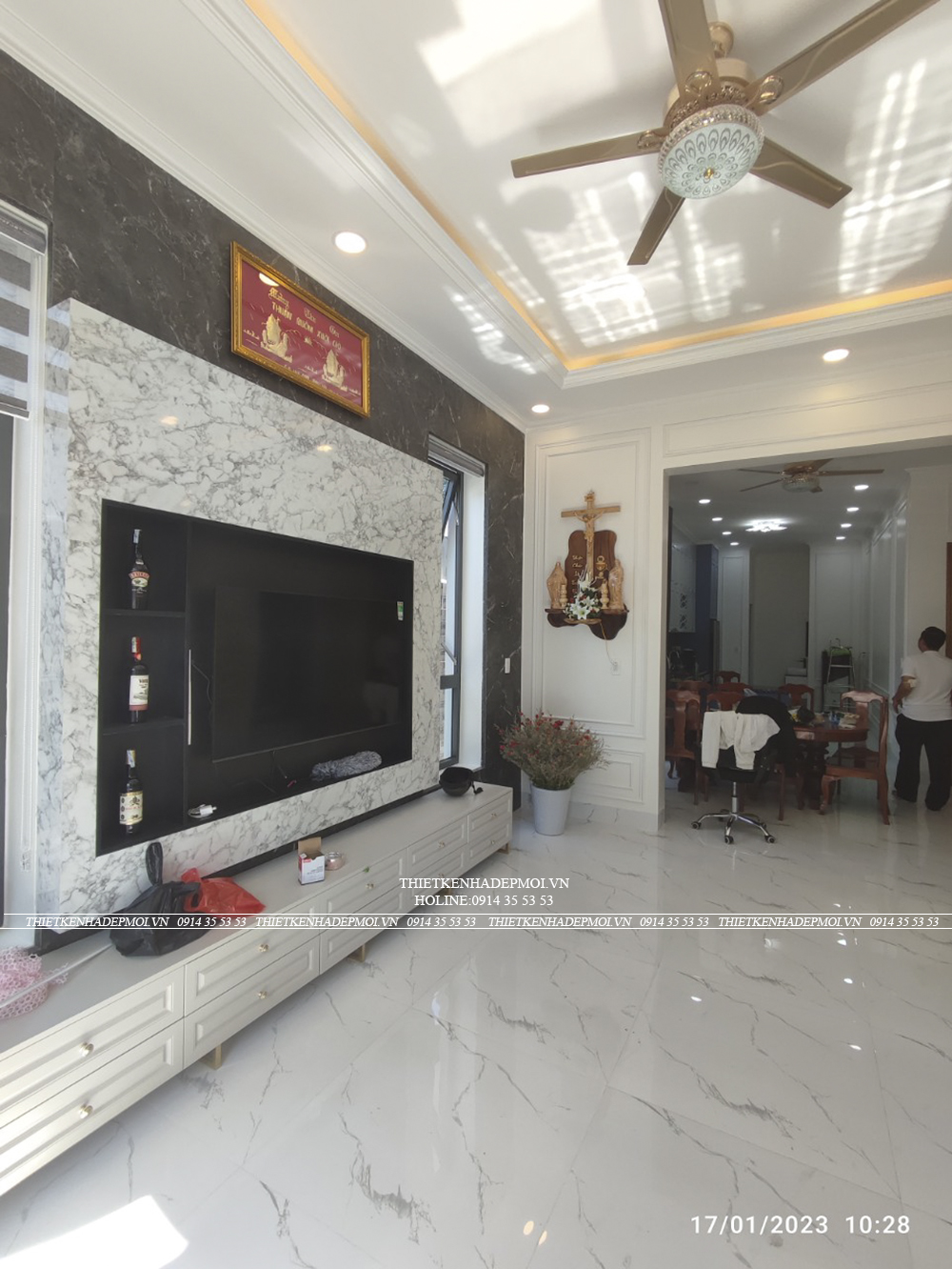 Hình ảnh thi công hoàn thiện biệt thự mái nhật nhà anh đức - bình dương