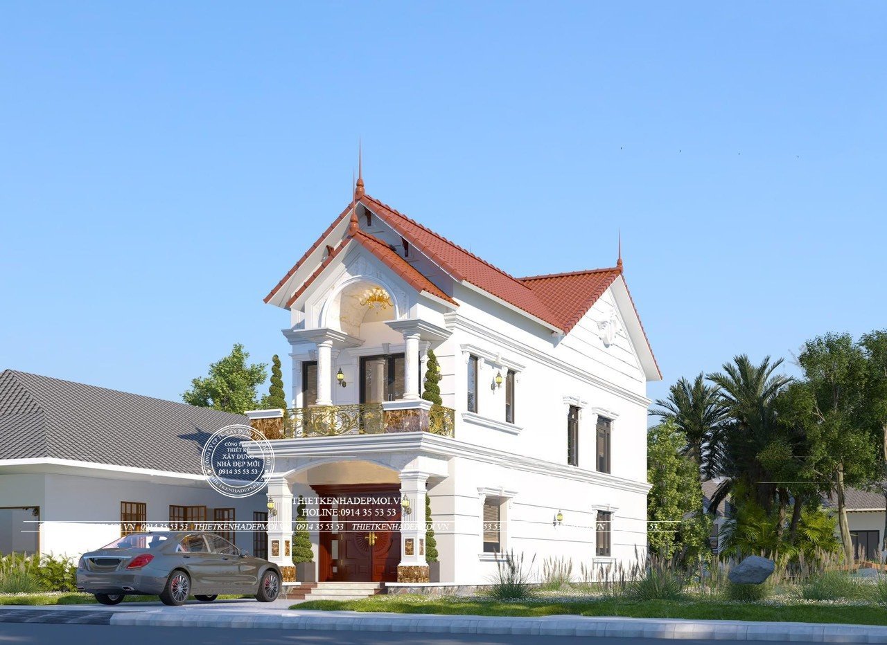 biệt thự 2 tầng mái thái ở nông thôn