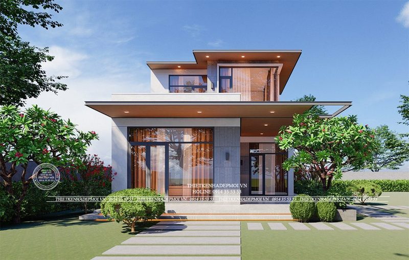 biệt thự sân vườn mái bằng