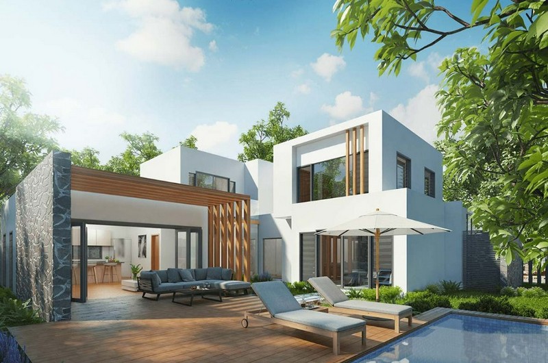 biệt thự 2 tầng có bể bơi