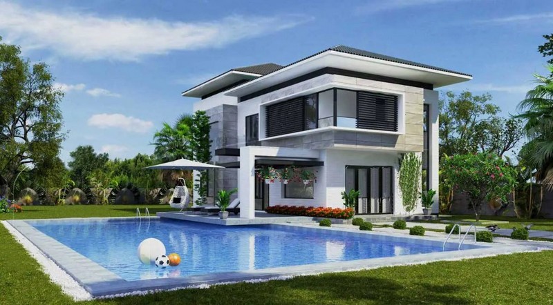 10+ mẫu biệt thự 2 tầng có bể bơi siêu mãn nhãn xu hướng 2023