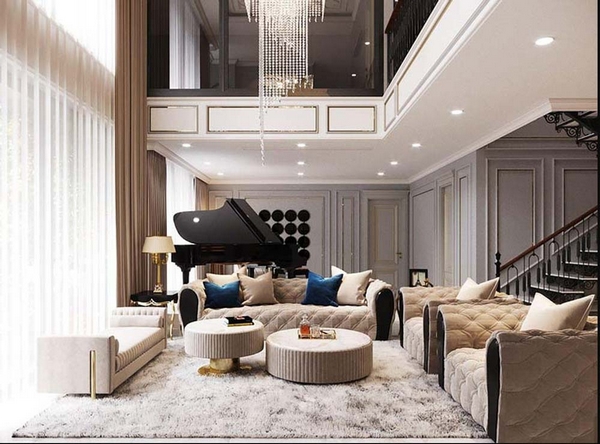 biệt thự thông tầng phòng khách 