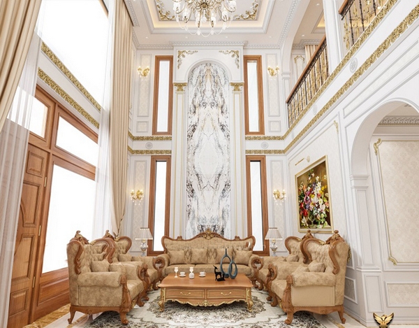 thông tầng phòng khách cổ điển