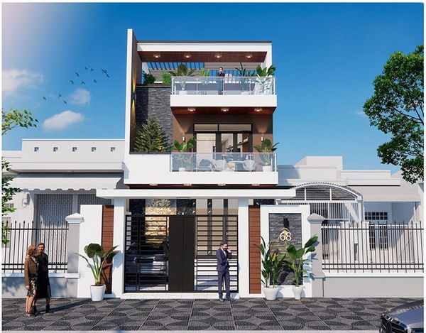 100+ mẫu nhà phố 2 tầng 1 tum do kts thiết kế cực đẹp