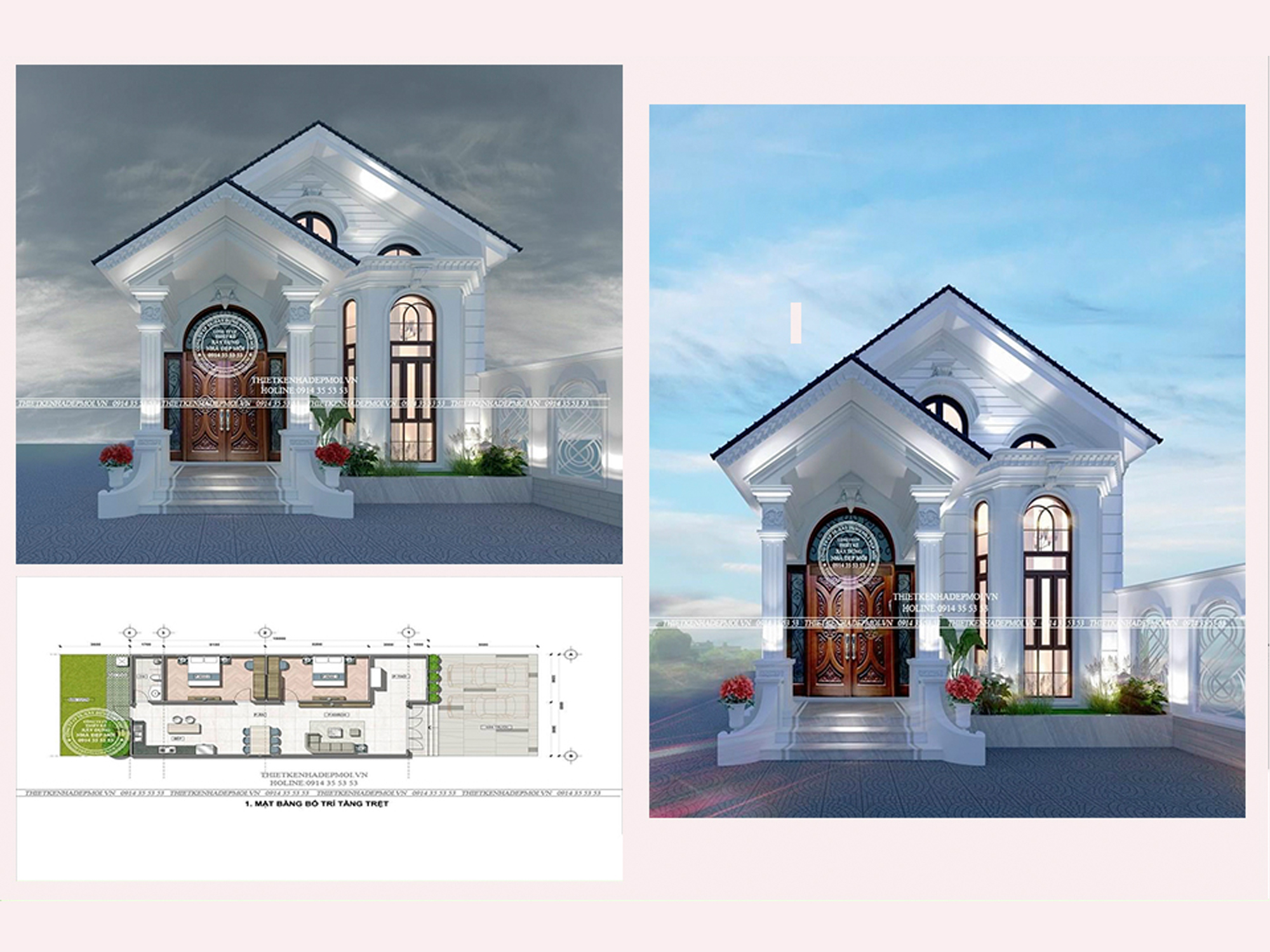 Báo giá thiết kế kiến trúc nhà phố, biệt thự, nhà mái thái đẹp