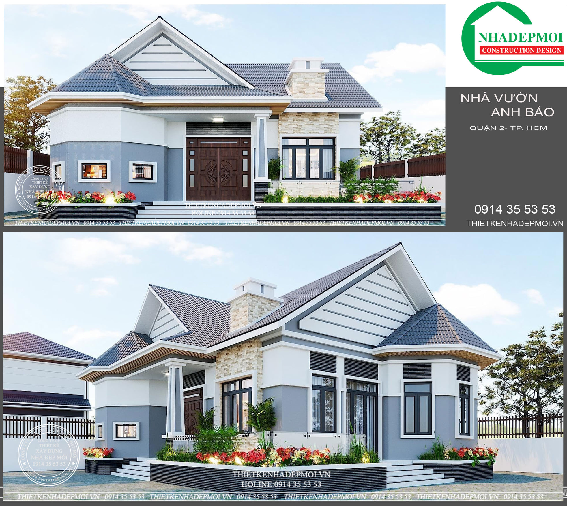 Báo giá thiết kế kiến trúc nhà phố, biệt thự, nhà mái thái đẹp