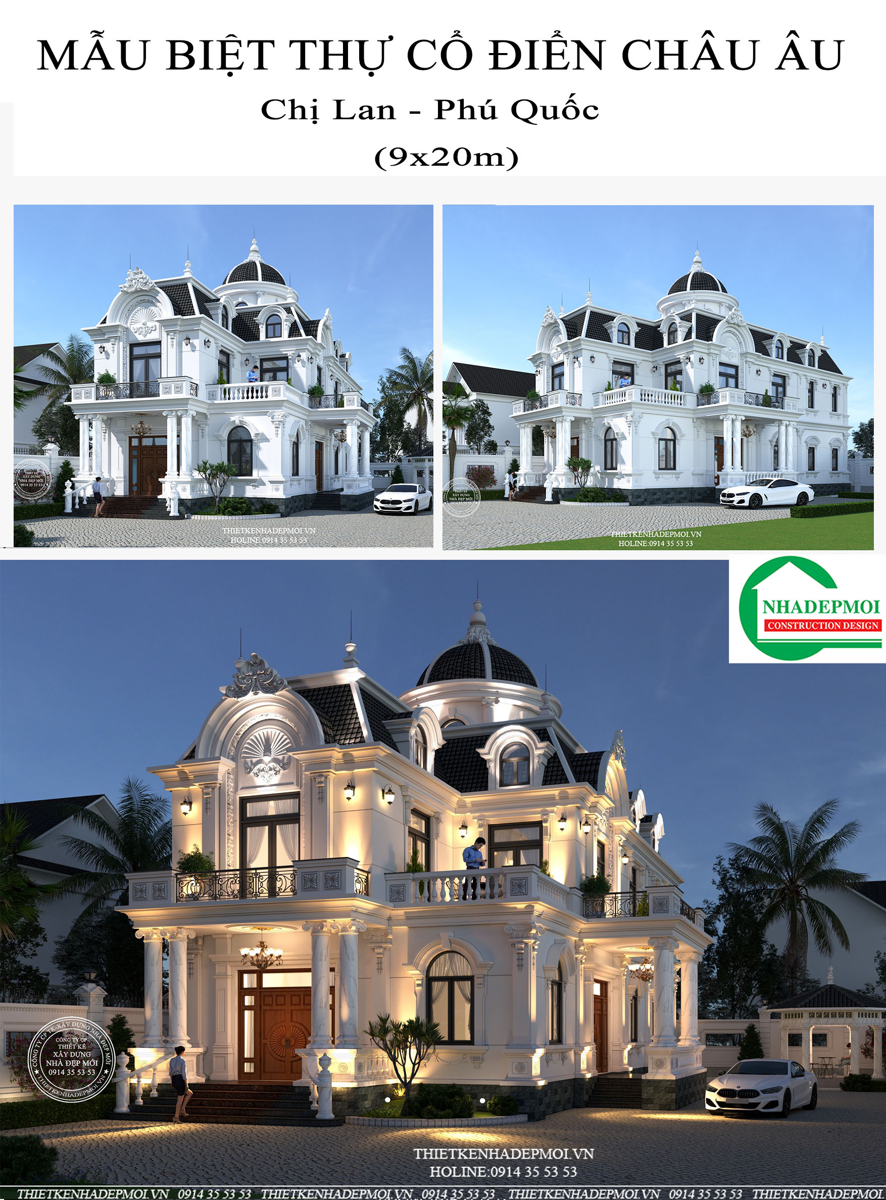 Báo giá thiết kế kiến trúc nhà phố, biệt thự, nhà mái thái đẹp