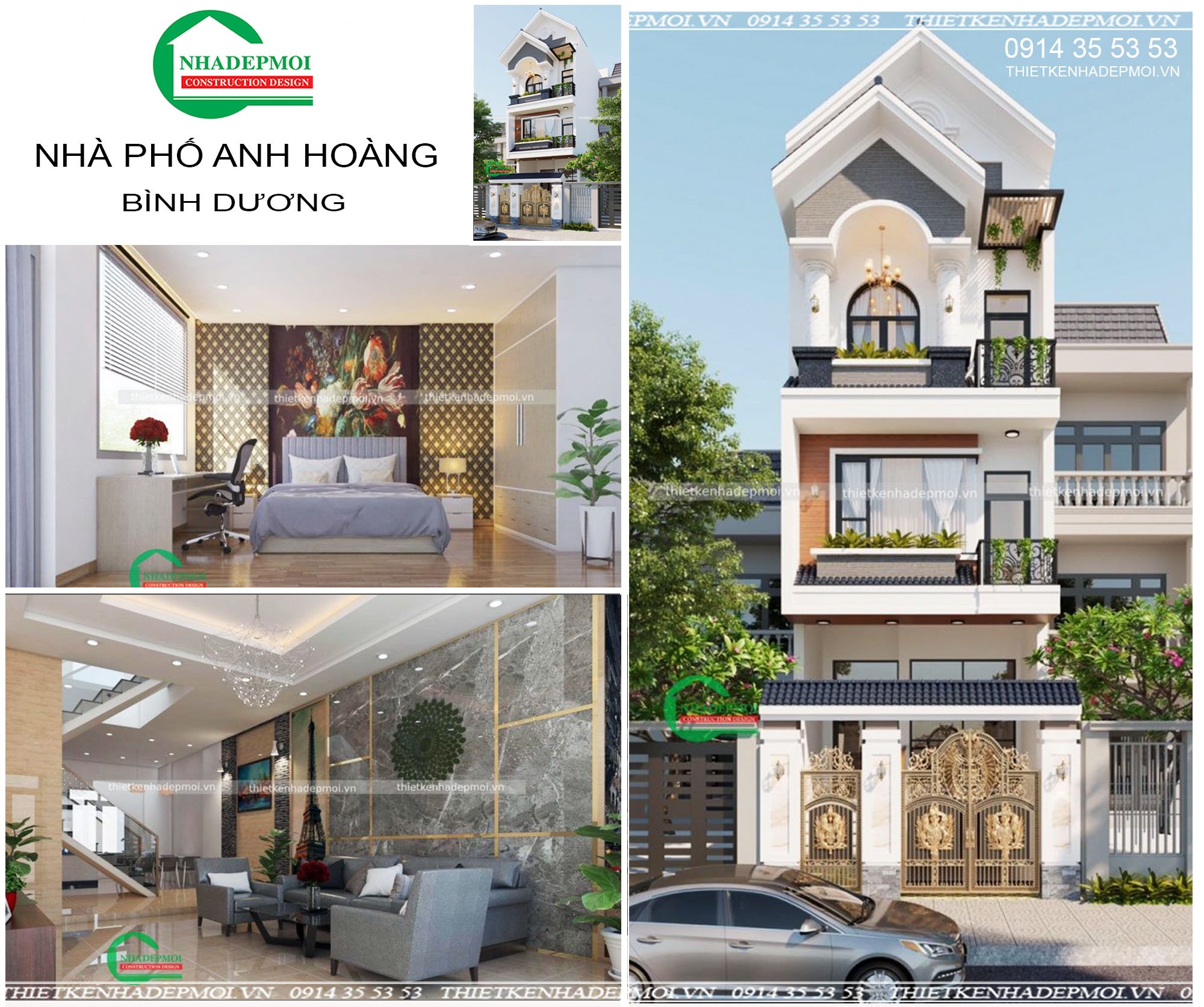 Báo giá thiết kế kiến trúc nhà phố, biệt thự, nhà mái thái đẹp