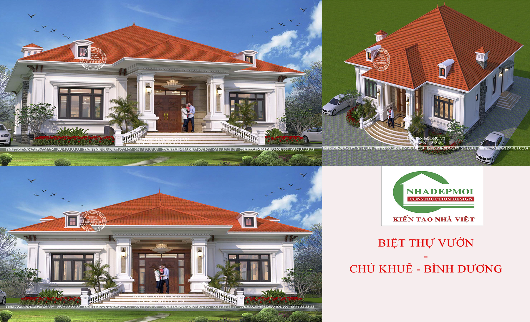 Báo giá thiết kế kiến trúc nhà phố, biệt thự, nhà mái thái đẹp