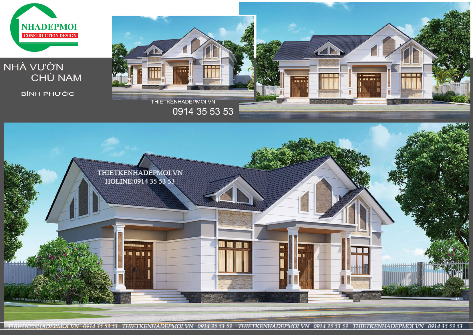 Báo giá thiết kế kiến trúc nhà phố, biệt thự, nhà mái thái đẹp