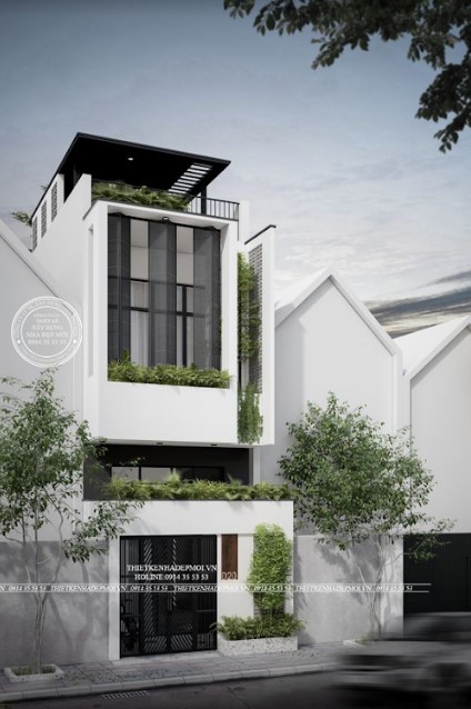 Thiết kế nhà phố 1 trệt 1 lầu đẹp hiện đại
