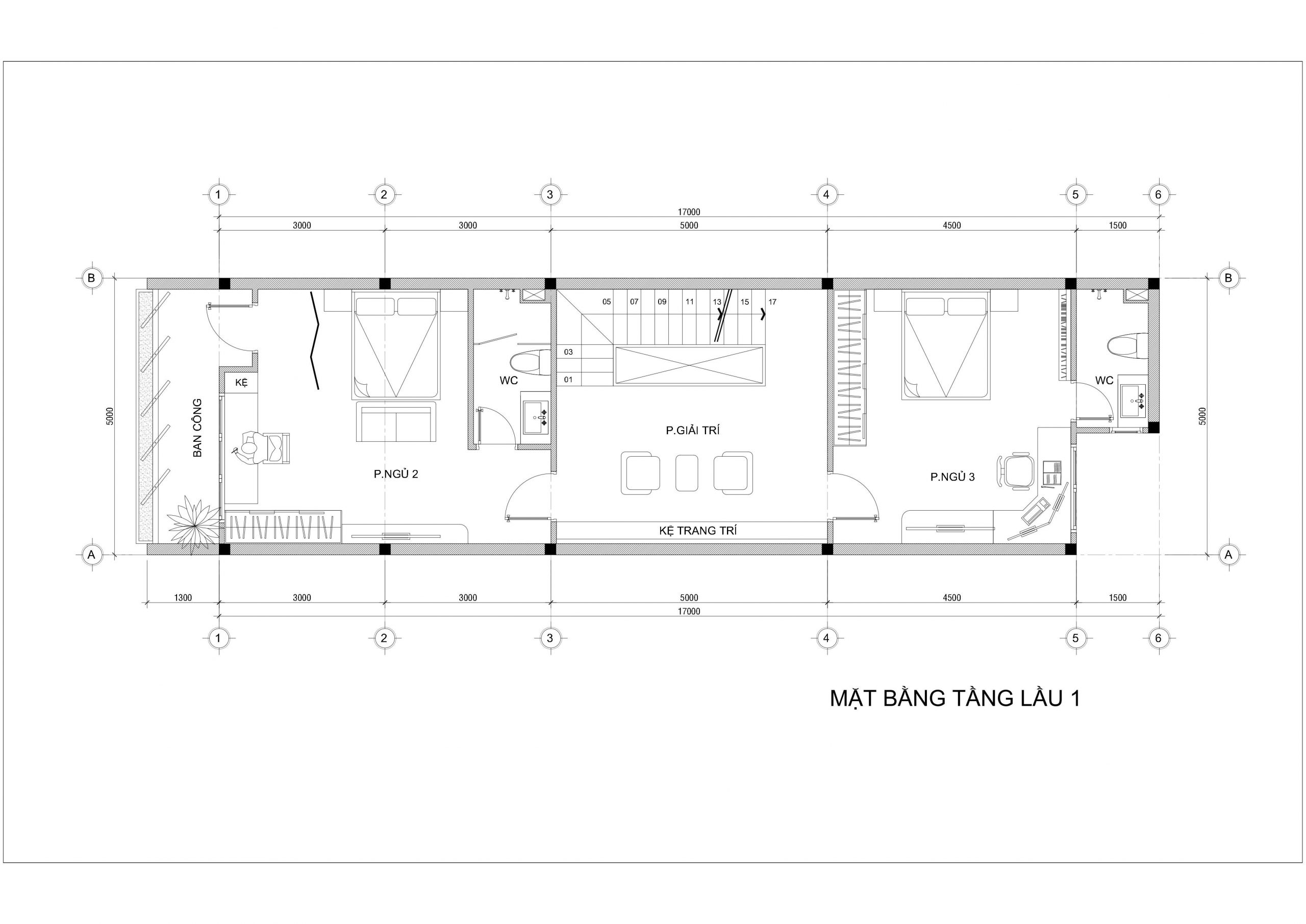 lầu 1 thiết kế nhà phố 4 tầng