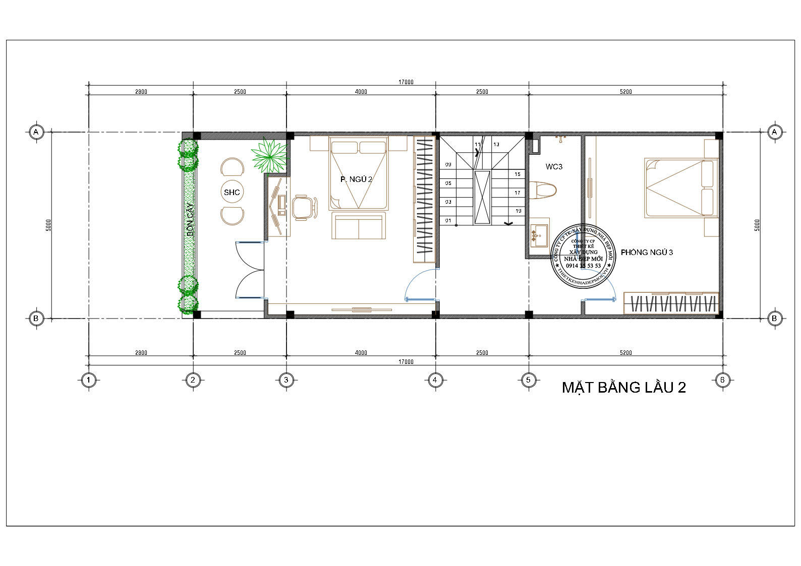 mặt bằng lầu 2 nhà phố hiện đại 1 trệt 2 lầu