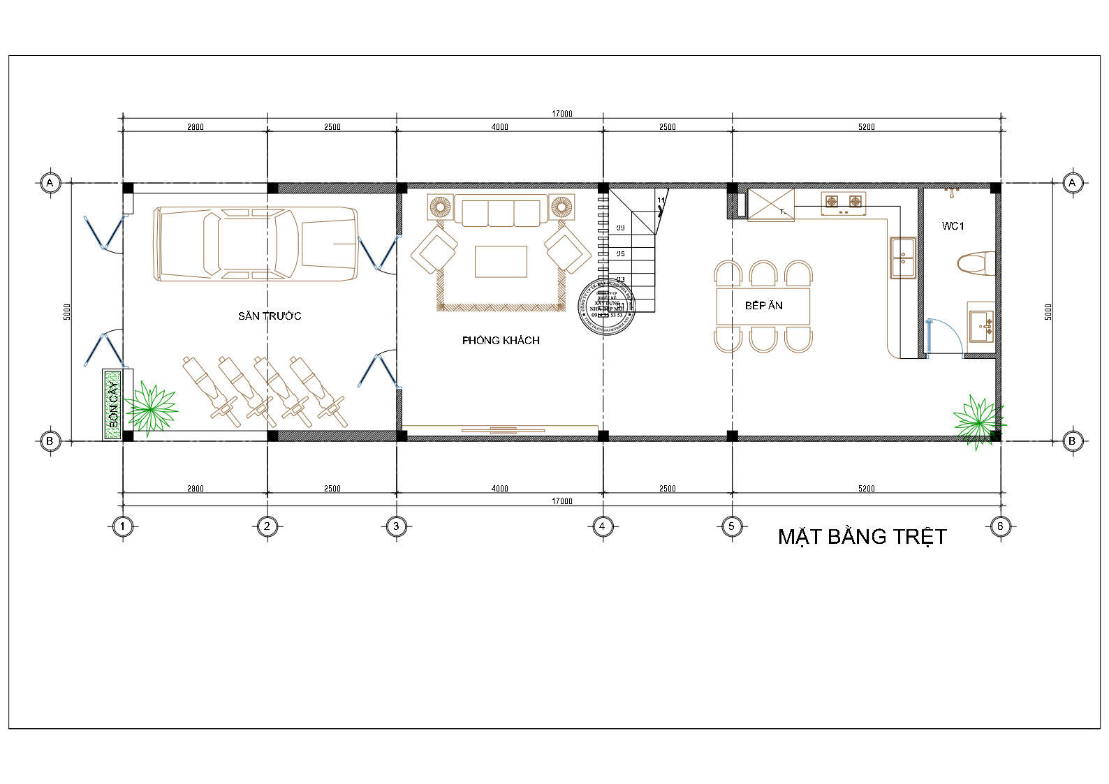 mặt bằng trệt nhà phố hiện đại 1 trệt 2 lầu