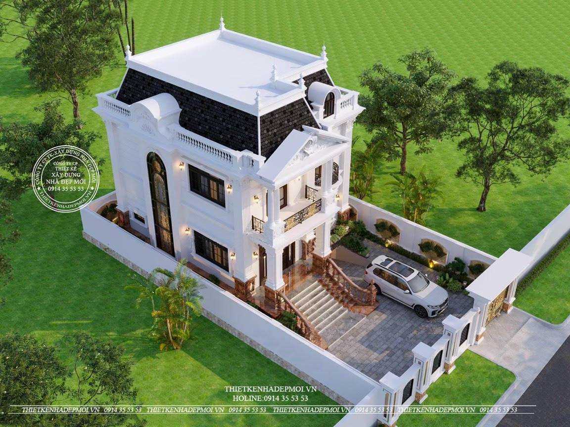 mẫu biệt thự 1 hầm 2 lầu phong cách tân cổ điển
