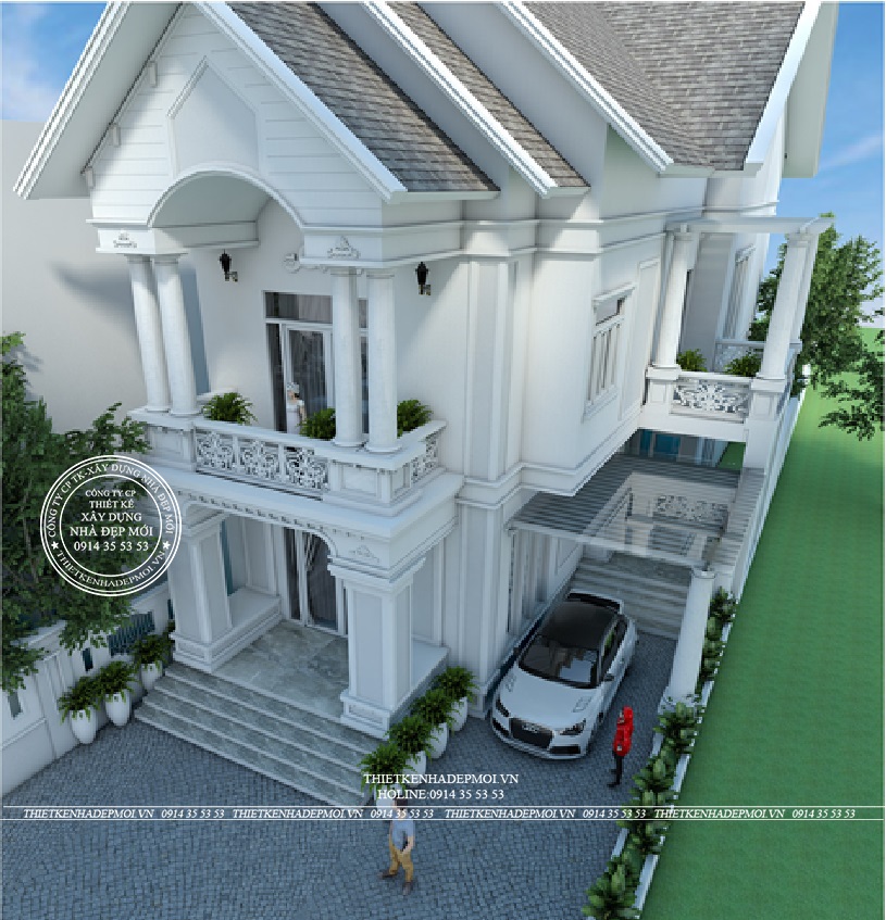 mẫu thiết kế nhà 2 tầng mái Thái