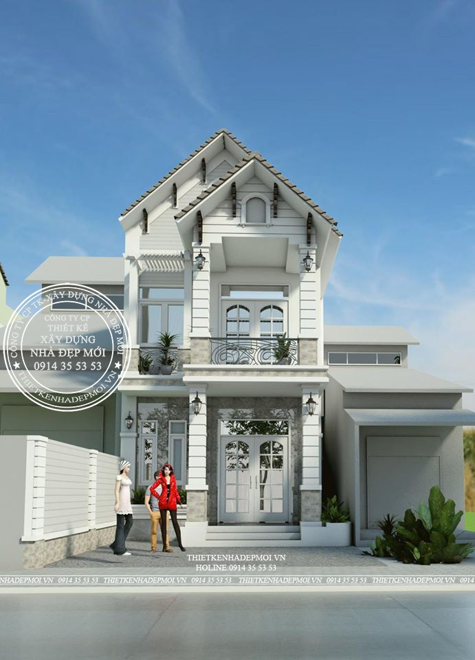 mẫu thiết kế nhà 2 tầng mái Thái