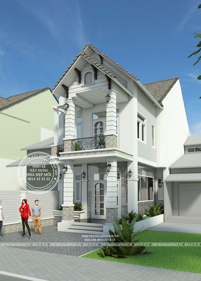 thiết kế nhà 2 tầng mái Thái