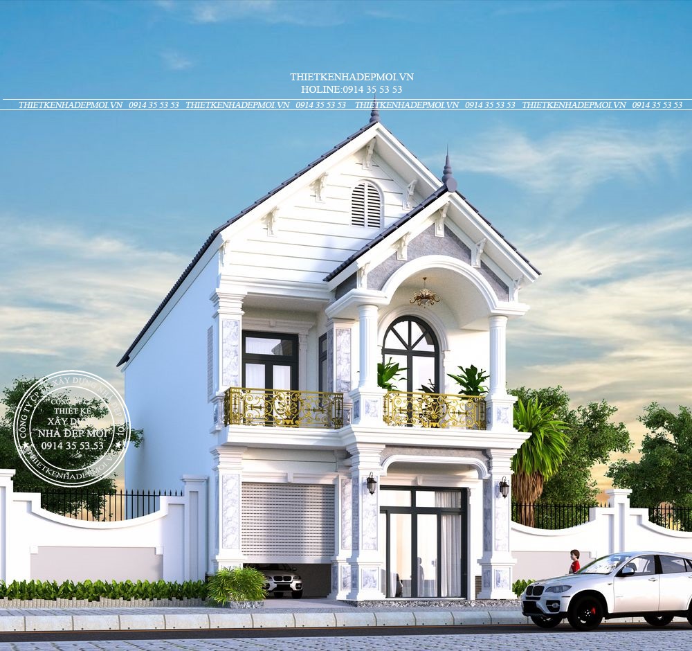 mẫu thiết kế nhà 2 tầng mái Thái