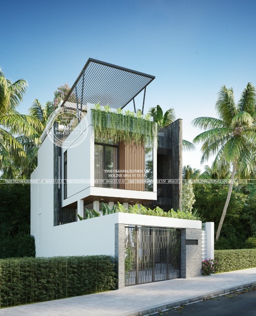 nhà phố 2 tầng hòa hợp thiên nhiên