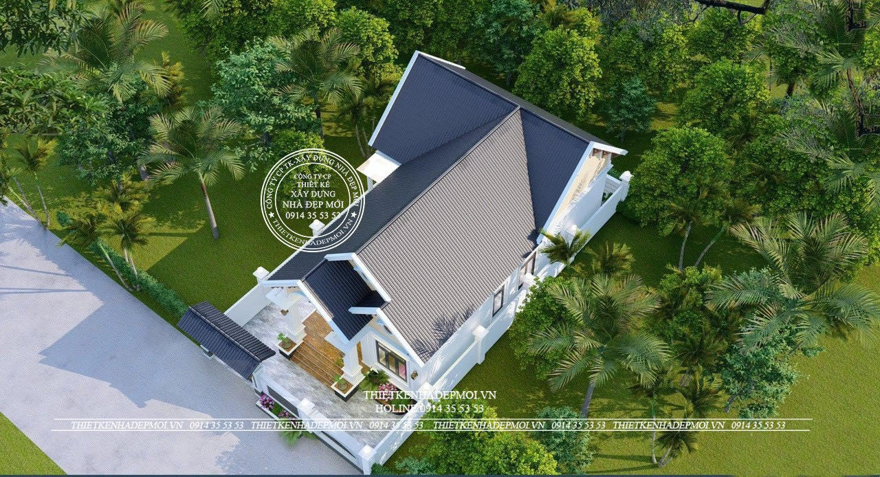 nhà vườn mái thái 1 tầng chữ L