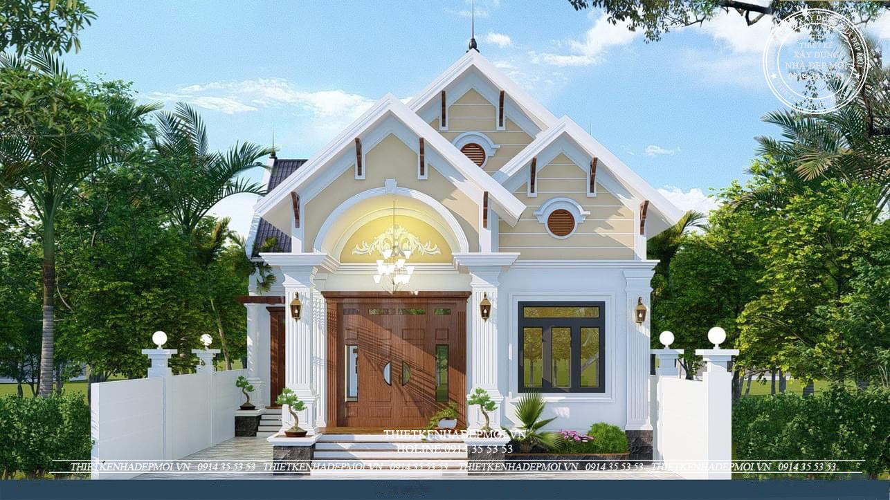 nhà vườn mái thái 1 tầng chữ L