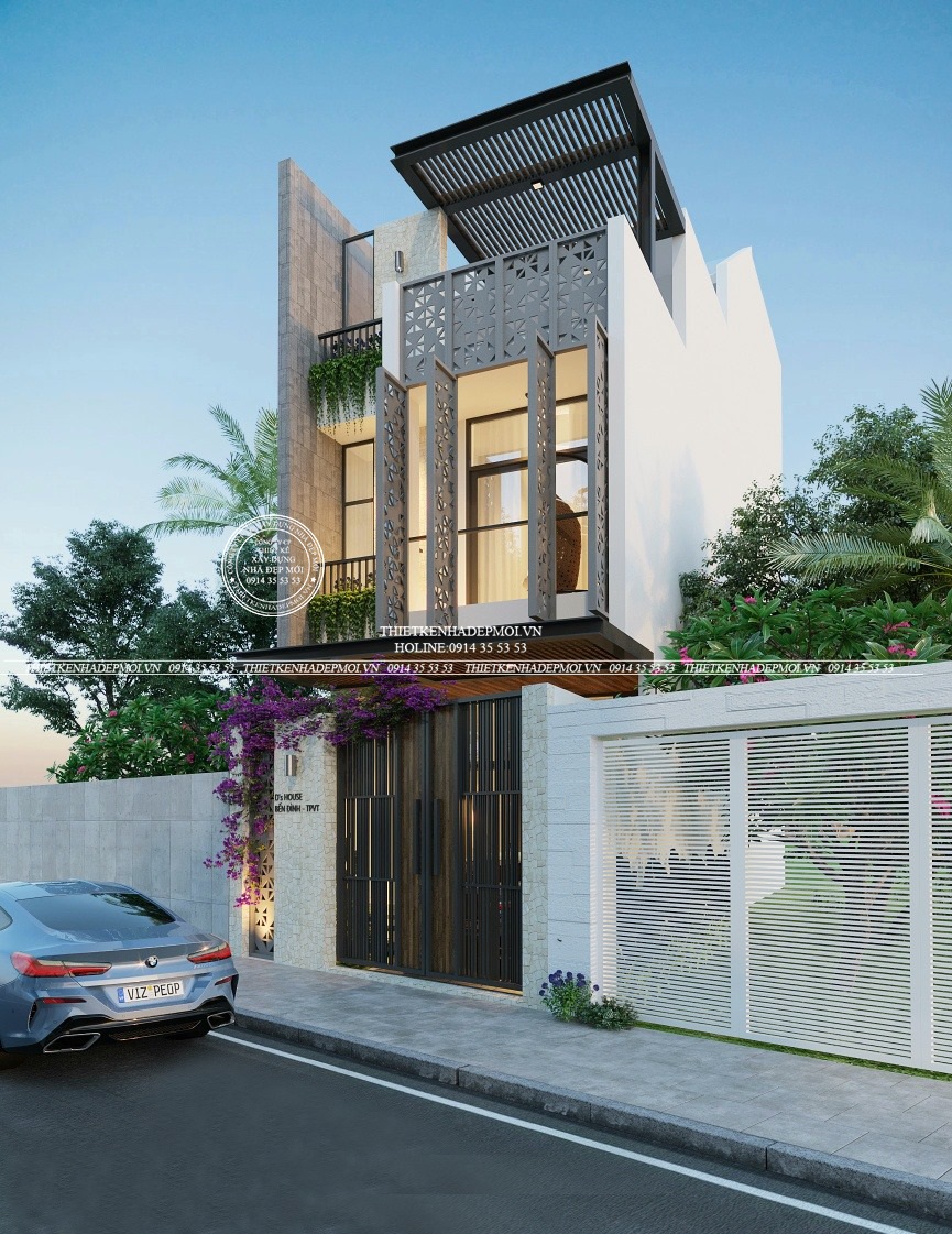 thiết kế nhà phố kiến trúc hiện đại 2 tầng