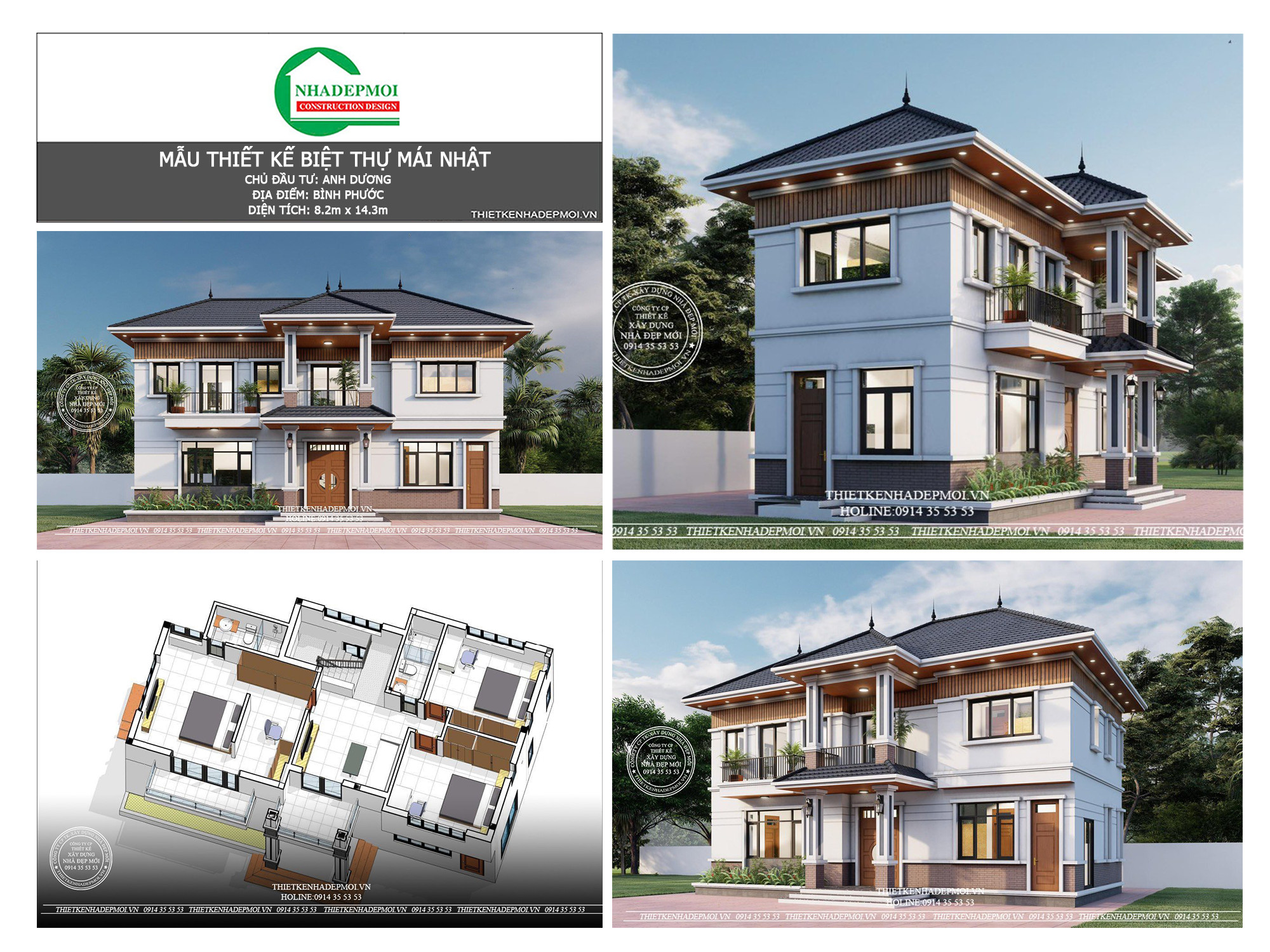 Báo giá thiết kế kiến trúc nhà phố, biệt thự, nhà mái thái đẹp