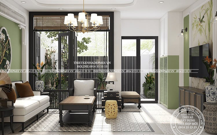 Mẫu nội thất phong cách indochine sang trọng