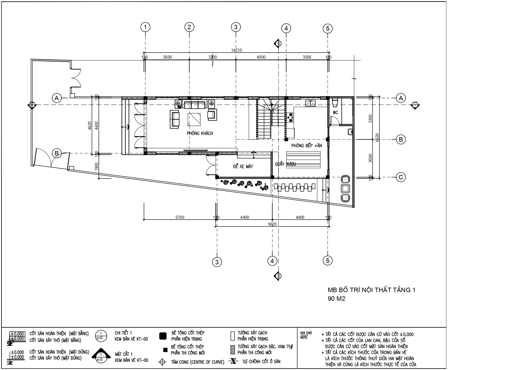 Thiết kế nhà phố hiện đại 1 trệt, 1 lầu, tum và sân thượng độc đáo