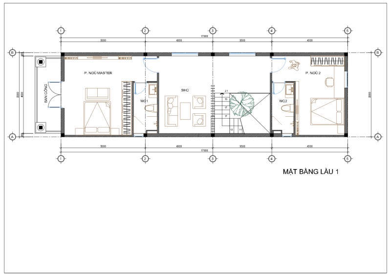 nhà ở 1 trệt 1 lầu tân cổ điển mái Thái