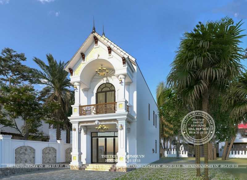 nhà ở 1 trệt 1 lầu tân cổ điển mái Thái