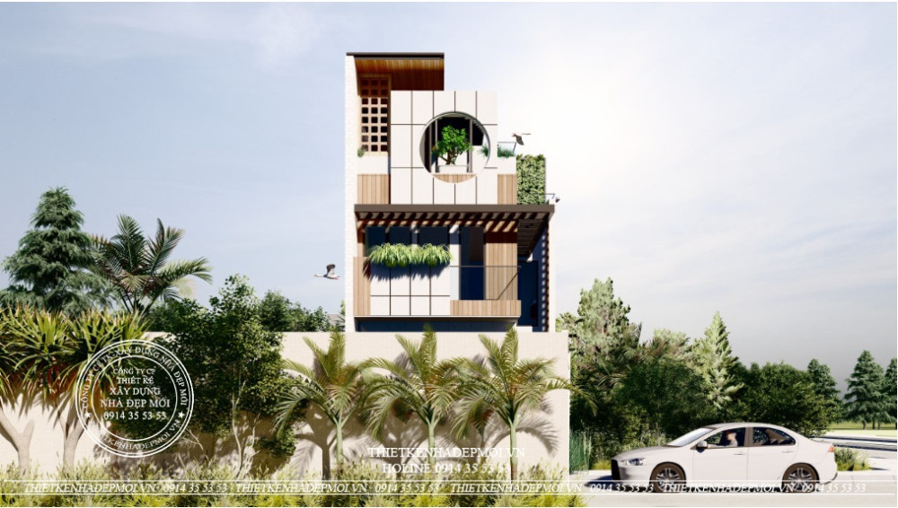 nhà phố hiện đại 1 trệt, 1 lầu, tum và sân thượng