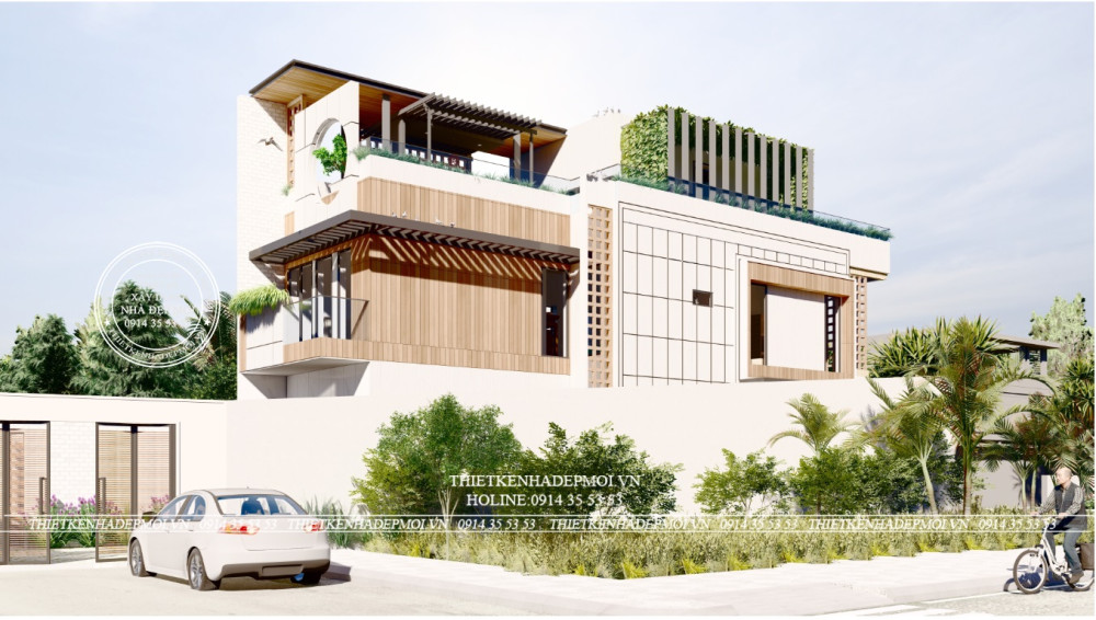 nhà phố hiện đại 1 trệt, 1 lầu, tum và sân thượng