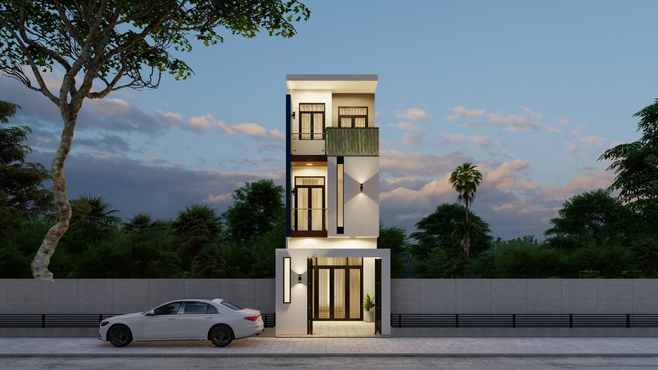 nhà phố hiện đại 1 trệt 2 lầu đơn giản