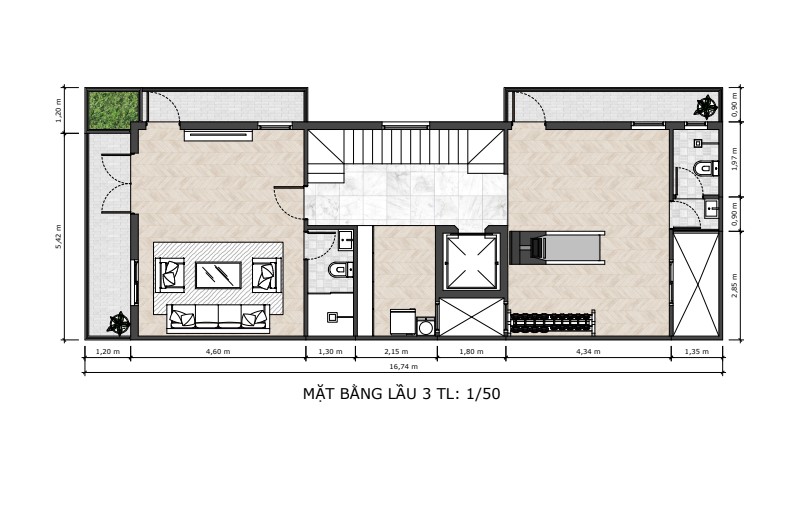 nhà phố hiện đại 1 trệt 3 lầu sân thượng