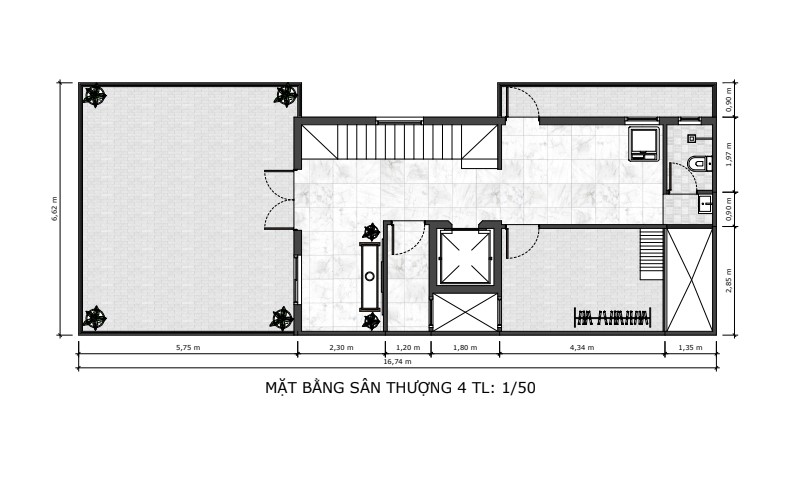 Thiết kế nhà phố hiện đại 1 trệt, 3 lầu sân thượng – anh trường (tphcm)
