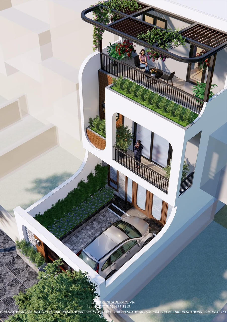 Mẫu nhà phố 1 trệt 2 lầu hiện đại - độc đáo