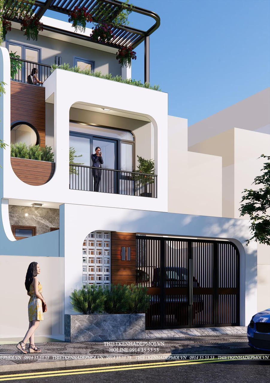 Mẫu nhà phố 1 trệt 2 lầu hiện đại - độc đáo