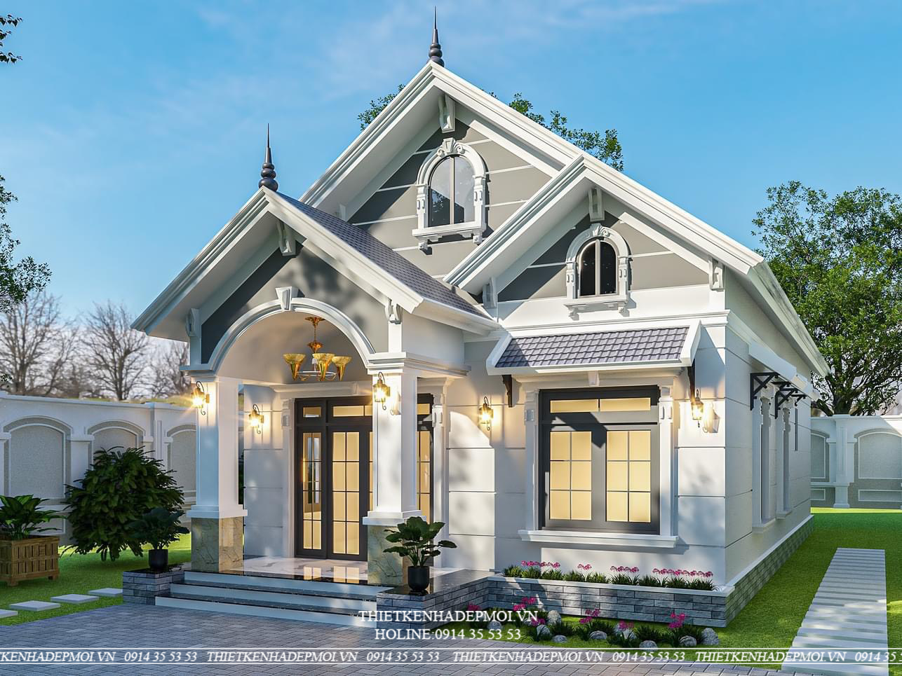 Biệt thự sân vườn mái thái siêu đẹp