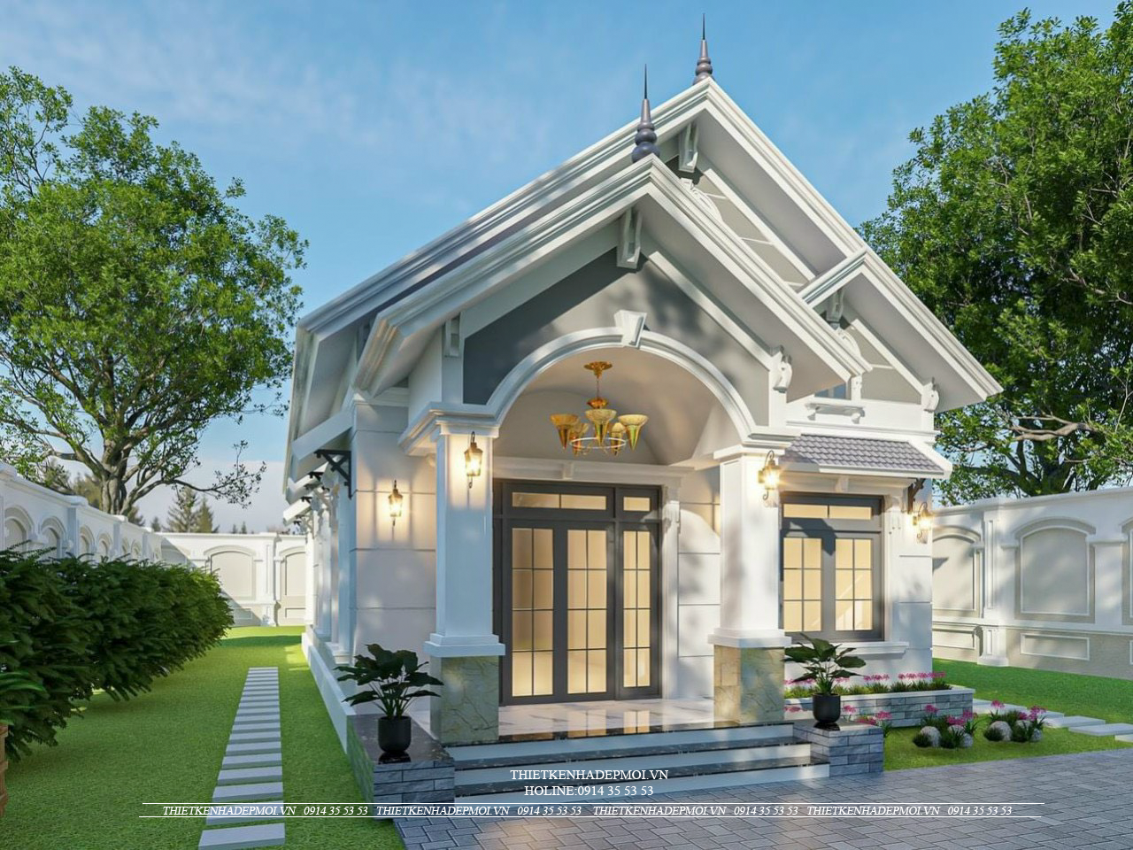 Biệt thự sân vườn mái thái siêu đẹp