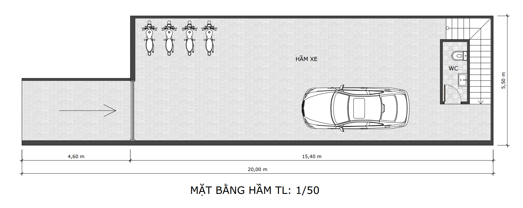 Mẫu nhà phố có tầng hầm để xe đẹp và sang trọng