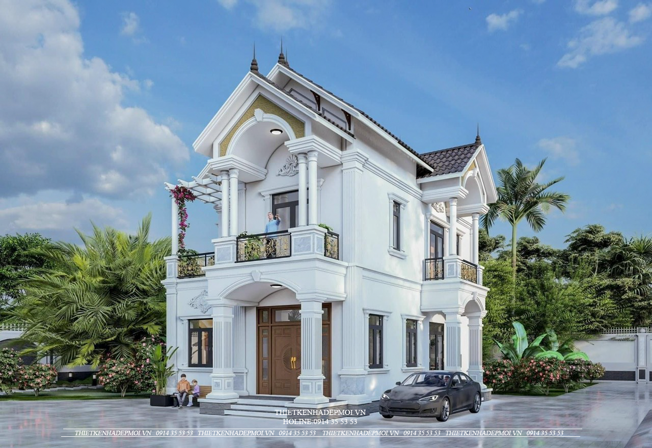 Mẫu nhà mái thái 2 tầng ai nhìn cũng mê