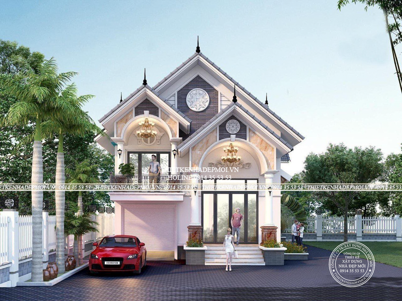 Biệt thự mái thái có gác lửng đẹp